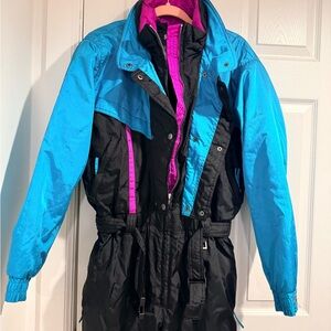 Vintage 90s Black and Blue Ski Jumpsuit